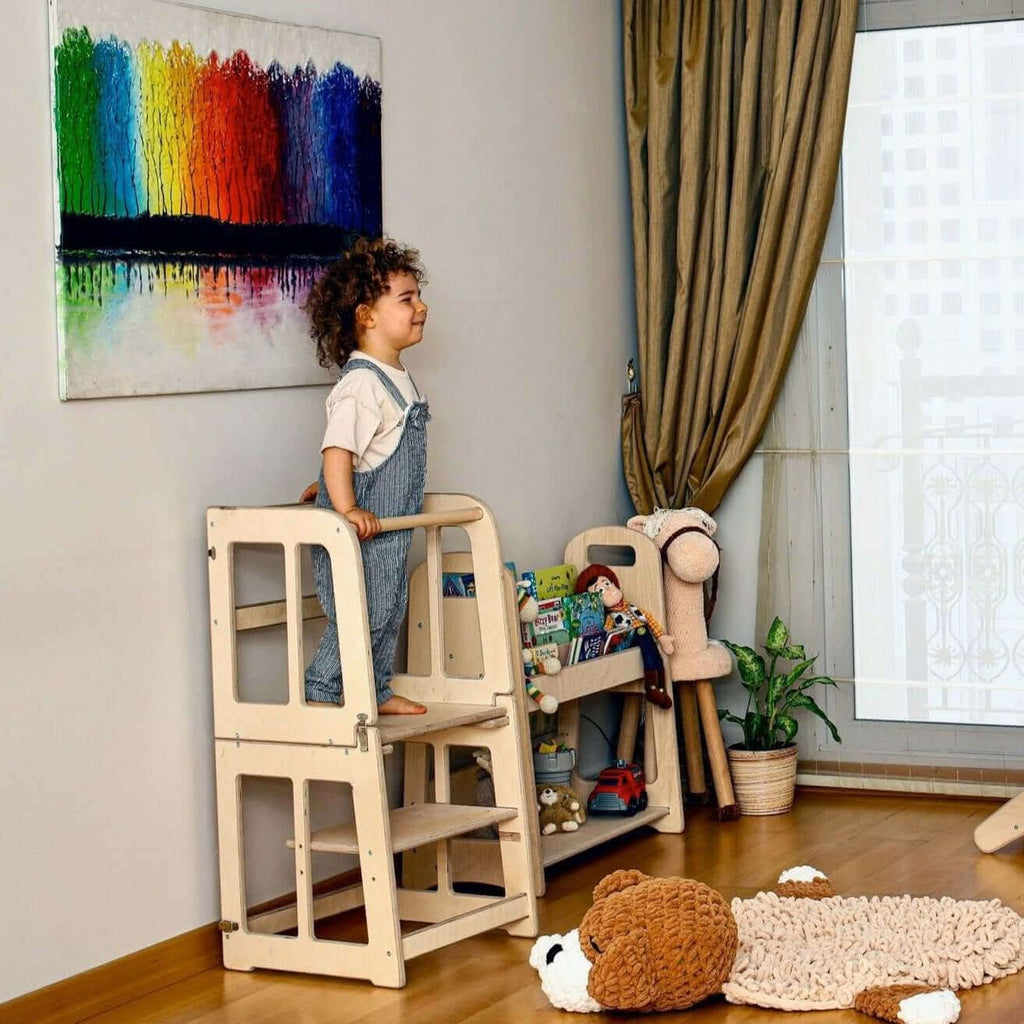 Tour d'Observation Montessori 2-en-1 avec Bureau