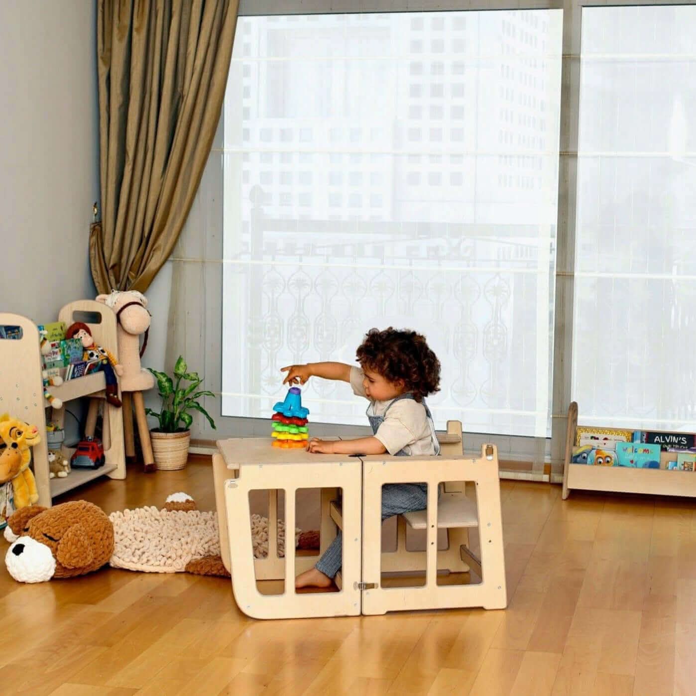 Tour d'Observation Montessori 2-en-1 avec Bureau