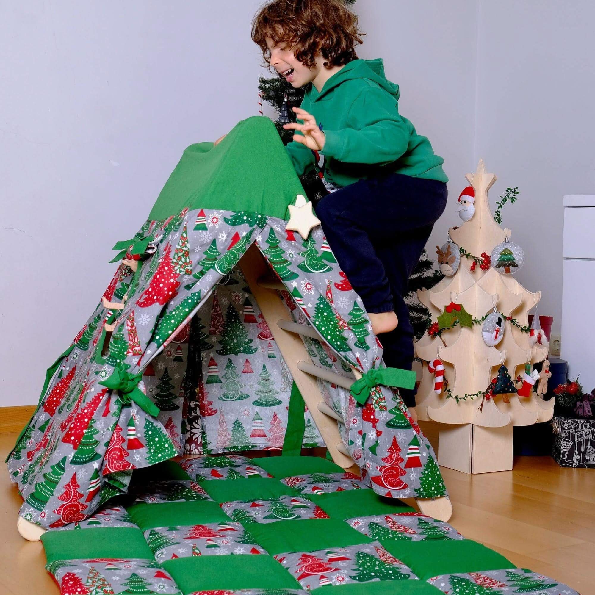 Triangle d'Escalade avec Tente, Tapis et Rampe - Pliable