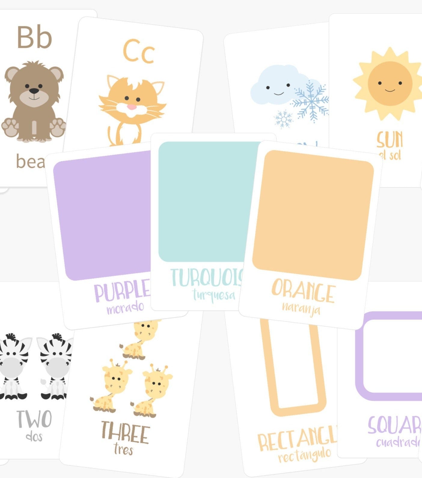 Pack de Cartes Montessori pour Tout-Petits | ABC, Chiffres, Formes, Couleurs & Météo