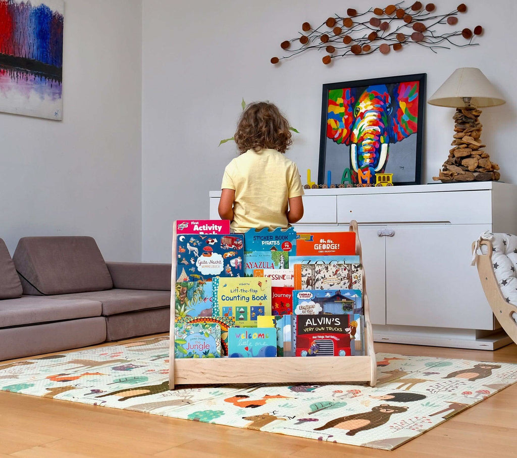 Grande Bibliothèque Montessori en Bois - Design Ondulé