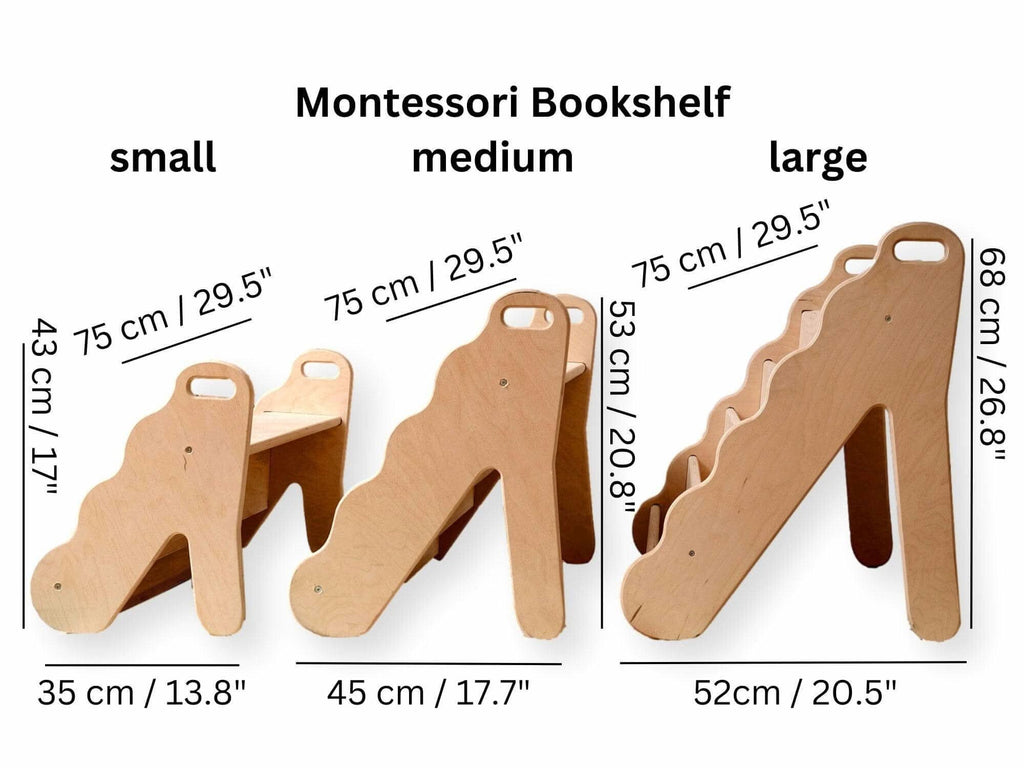 Grande Bibliothèque Montessori en Bois - Design Ondulé